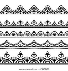 a set of black and white lace borders or dividers, with floral designs on them