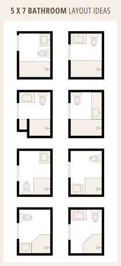 the bathroom layout is shown in black and white, with four different areas for each room