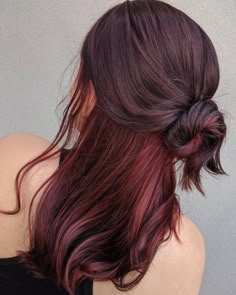 25 Trendy Ways to Pair Red Hair with Highlights (Photos) Dark Red Peekaboo Hair, Peekaboo Red Hair, Red Lowlights In Brown Hair, Red Peekaboo Hair, Red Peekaboo Highlights, Brown And Red Hair, Cherry Highlights, Purple Hair Highlights, Red Balayage Hair