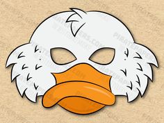 a white mask with an orange beak on it