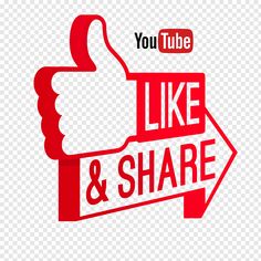 a thumbs up and like sign with the words like and share in red on a white background