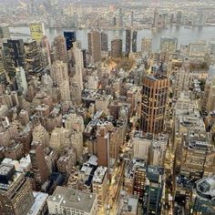 an aerial view of new york city at night