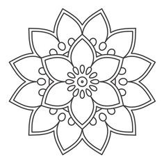 a black and white image of a flower with leaves in the shape of a circle