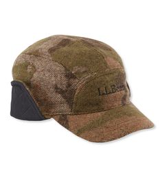 A traditional wool hunting cap with modern PrimaLoft insulation. Built from the same rugged wool from our Maine Guide collection. Shell: 85% wool, 15% nylon. Lining: 100% polyester. Spot clean. Lined with warm 40g PrimaLoft. Stitch-free, welded lining is durable and strong. Ear flaps can be worn up or down for full protection. Short brim preserves peripheral vision while providing sun and weather protection. Imported. Hunting Caps, Hunting Camouflage, Camouflage Green, Wool Caps, Hunting Clothes, Winter Hats For Women, Cold Weather Accessories, Wool Hat, Ll Bean