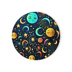 an image of a plate with planets and stars on it