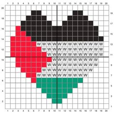 a cross stitch pattern with hearts on it