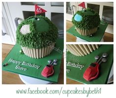 the cupcake is made to look like a golf course