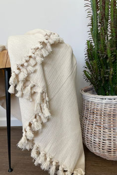 Buy Soft, Cozy, Unbleached, Undyed 100% Cotton Throw Blanket