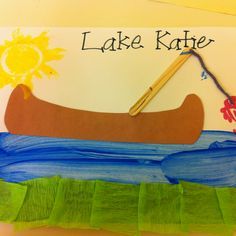 a paper boat with the words lake kate written on it and an image of a man in a canoe