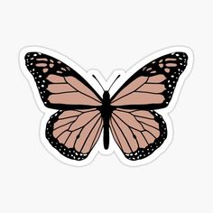 a pink and black butterfly sticker