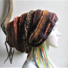 Rasta Tam Hippie Boho Headband Dreadstyles Buggy Hat Dreads Woodland Hat Long slouchy beanie. In soft acrylic yarn. Vegan friendly headgear. Dreads Long, Dread Wraps, Reggae Bob Marley, Long Dreads, Headband Men, Hat Knit, Boho Headband, Yarn Sizes, Slouchy Hat