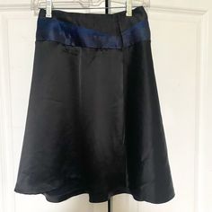 Gorgeous Gorgeous Silk Skirt Size 36. Looks Like A Sample. Never Worn! Beautiful Blue Ombre Waist Line . Hook And Eye Closures! Little Pleats For Waist! Waist25 Length 21 1/2" Chic Black Silk Skirt, Elegant A-line Mini Skirt For Evening, Black Silk Skirt For Workwear, Black Relaxed Silk Skirt, Relaxed Black Silk Skirt, Black Fitted Silk Skirt, Fitted Black Silk Skirt, Formal Flowy Mini Skirt, Evening Relaxed Mini Skirt With Lining