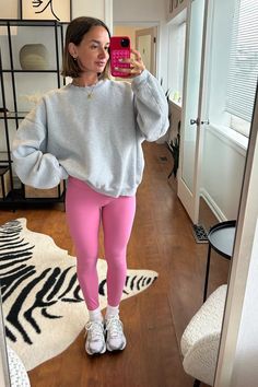 carriebankston on LTK Legging Athleisure Outfit, Sweatwear Outfits, Legging Outfit Winter, Pink Athleisure Outfits, Pink Sweatpants Outfit Winter, Fall Outfits Athleisure, Cold Athleisure Outfits, Winter Pickleball Outfits, Pink Winter Outfit Ideas