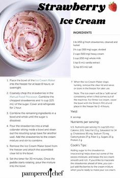 a recipe for strawberry ice cream in a bowl