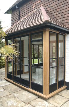 Crittal Style Porch, Bedroom Veranda, Backyard Extension, Oak Projects, Crittall Windows, Modern Front Porches