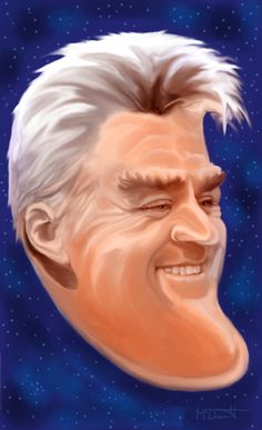 an older man with white hair smiling and wearing a star trek uniform in the background