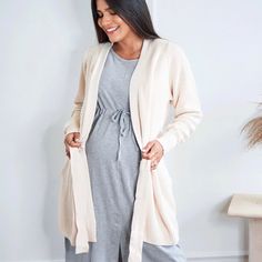 oatmeal-heather Prepare For Baby, Holiday Pjs, Maternity Wardrobe, Lounge Robes, Maternity Outfits, Pregnancy Wardrobe, Preparing For Baby, The Bump, Belt Tie