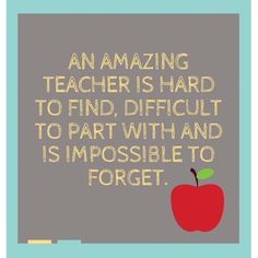 an amazing teacher is hard to find difficult to part with and is impossible to forget