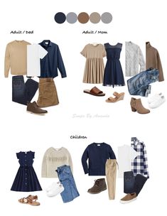 the different types of clothes and shoes are shown in this graphic style, including jeans, sweater