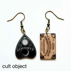 Ouija Board Earrings, Shrink Plastic Earrings, Crazy Earrings, Weird Jewelry, Edgy Jewelry, Shrinky Dink, Plastic Earrings, Earrings Halloween