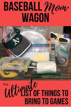 baseball mom wagon with items for the ultimate things to bring