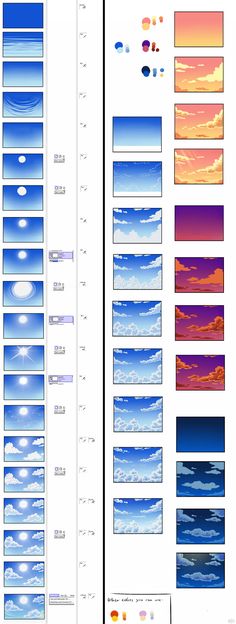 the different shades of water are shown in this graphic style chart, with each color and size