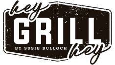 a black and white logo with the words hey grill by susie buloch