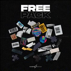 a bunch of different items that are on top of a black background with the words free pack