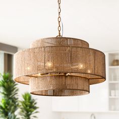 Luzerne 6 - Light 3-Tier Drum Chandelier Rattan Chandelier, Tier Chandelier, Farmhouse Chandelier, Hemp Rope, Jute Rope, Led Chandelier, Pendant Chandelier