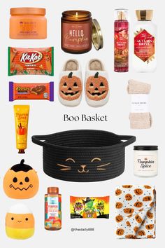 the contents of a halloween gift basket