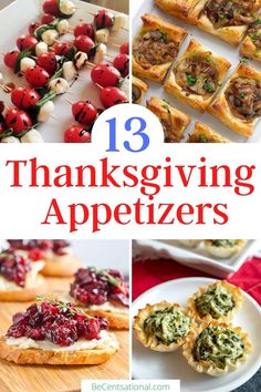 thanksgiving appetizers with text overlay that reads, 13 thanksgiving appetizers