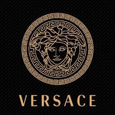 the versa logo on a black background with gold foil lettering and an image of a woman's face