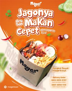 an advertisement for maggir's malaysian food