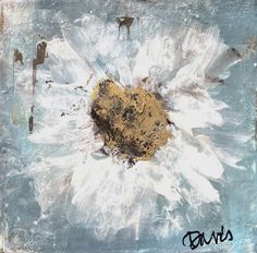 a painting with white and brown flowers on it