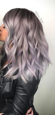 Ash Blonde Balayage With Purple, Silver Purple Hair Balayage, Icy Purple Blonde Hair, Lavender Ash Hair, Purple Roots Blonde Hair, Blonde And Lilac Hair, Blonde Hair With Purple Underneath, Sunkissed Hair Highlights, Lavender Gray Hair