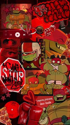 the teenage mutant ninjas wallpaper is red and black