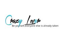 the logo for crazy love is shown in black and blue