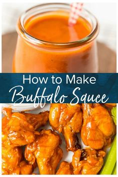 how to make buffalo sauce with chicken wings and celery on the side in a mason jar