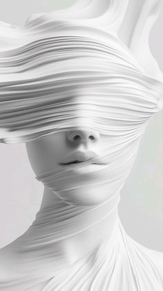 a woman's face covered in white paper