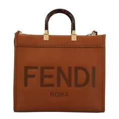 Fendi Tote Bag Leather Brown W27xh18xd13cm Hermes Birkin Orange, Sunshine Logo, Fendi Sunshine, Fendi Tote Bag, Fendi Eyewear, Fendi Tote, Chanel Deauville Tote Bag, Tote Bag Leather, Fendi Bags