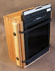 an oven made out of wood and metal