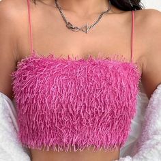 Women's Top - Camisole - Cami - Brand New With Tags - Nwt Size M - Medium Bright Pink Fuzzy Spaghetti Straps 100% Polyester Ships Within One Business Day Bundle And Save On Shipping Y2k Party Crop Top With Spaghetti Straps, Pink Y2k Cami Crop Top, Pink Fitted Y2k Camisole, Pink Y2k Top With Spaghetti Straps, Y2k Pink Spaghetti Strap Tops, Pink Spaghetti Strap Top In Y2k Style, Y2k Party Crop Top With Straps, Y2k Style Camisole Top For Party, Pink Cami Vest Crop Top