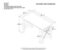 the drawing shows how to draw a table with measurements for each side, including two legs and