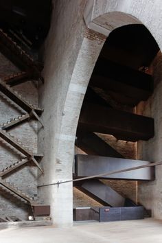 an empty room with some stairs in it