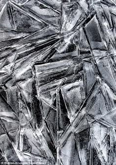 black and white photograph of ice crystals