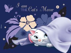 an image of a cat peeking out from under a blanket that says i am the cat's meow