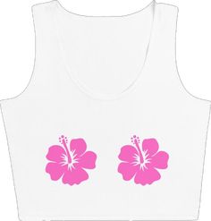 a white tank top with pink flowers on it