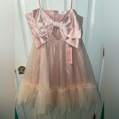 Size Small, Nwt, Cutest Blush Mini Dress! Pearl Dresses, Dresses Bow, Coquette Princess, Pearl Dress, Pearl Pink, Mini Dresses, Babydoll Dress, Tulle Dress, Fancy Dresses