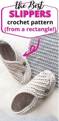 the best slippers crochet pattern from a rectangle