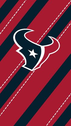 the houston texans logo on a red and black striped background